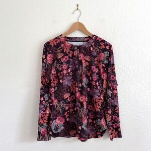 Title Nine Floral Quarter Zip Long Sleeve Athletic Sun Top Large Activewear